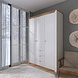 Шафа тридверна 1400 Нордик з шухлядами, Дуб Крафт Золотий, Графіт, фото 4