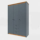 Шафа тридверна 1400 Нордик з шухлядами, Дуб Крафт Золотий, Графіт, фото 2