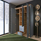 Шафа тридверна 1400 Нордик з шухлядами, Дуб Крафт Золотий, Графіт, фото 3