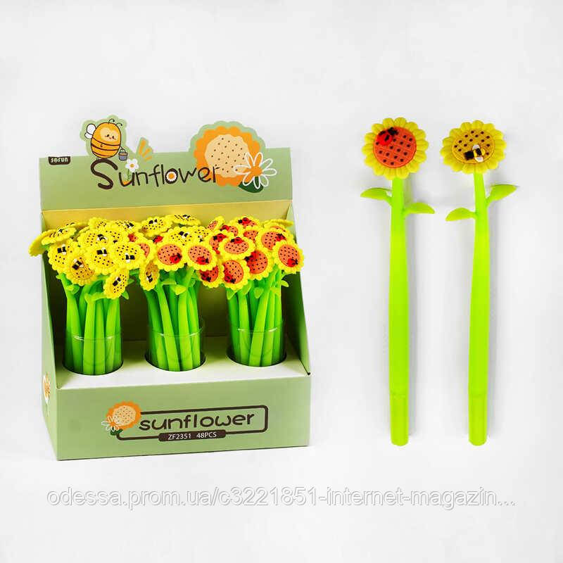 Ручка C 60783 ЦІНА ЗА 48 ШТУК В БЛОЦІ, "Соняшник", гелева, синя паста [Склад зберігання: Одеса №4]