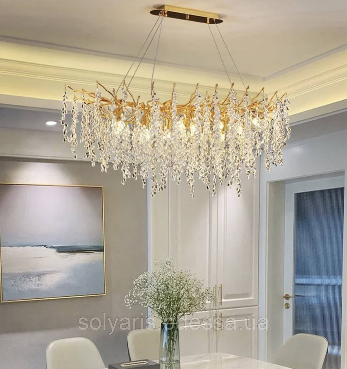 Сучасна кришталева люстра овальної форми 90 см "Гліцинія" 06-06, фото 1