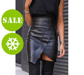 Асиметрична шкіряна спідниця на флісі "Terry" оптом | Розпродаж моделі