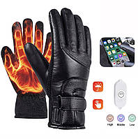 Рукавички з підігрівом шкіряні 3 режими LX-3 з USB зарядкою, сенсорні