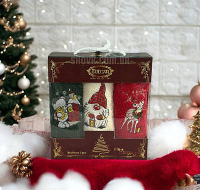 Новорічні рушники кухонні Merry Christmas v2 100% бавовна 30х50см (3 шт)