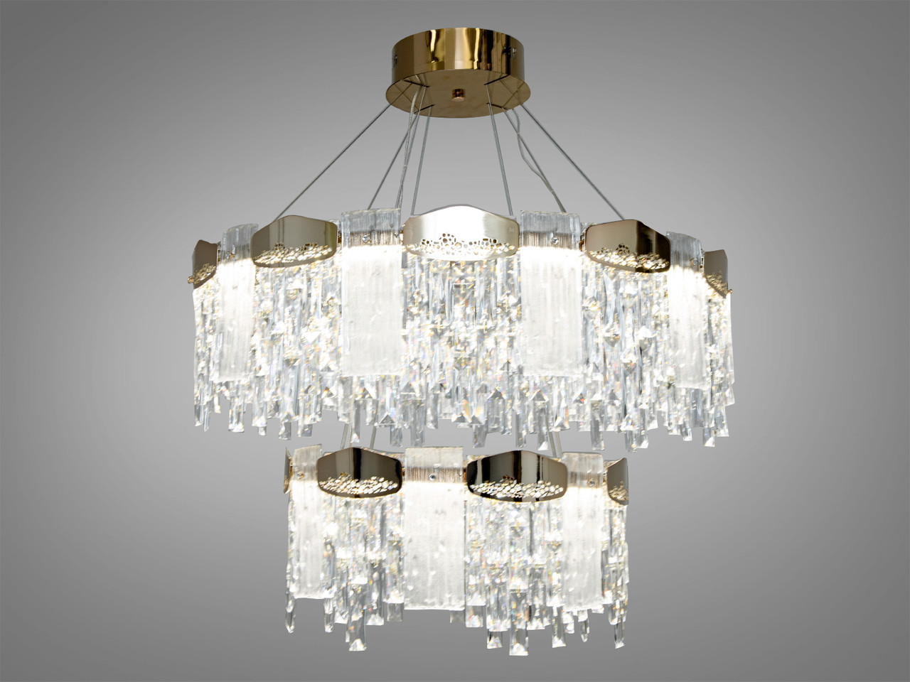 Сучасна люстра в зал 110 Вт золото Diasha 9152-800+500G, фото 1