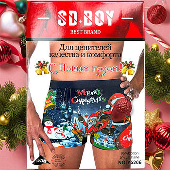 Новорічні труси чоловічі боксери бавовна SD BOY, розміри XL-4XL, 5206