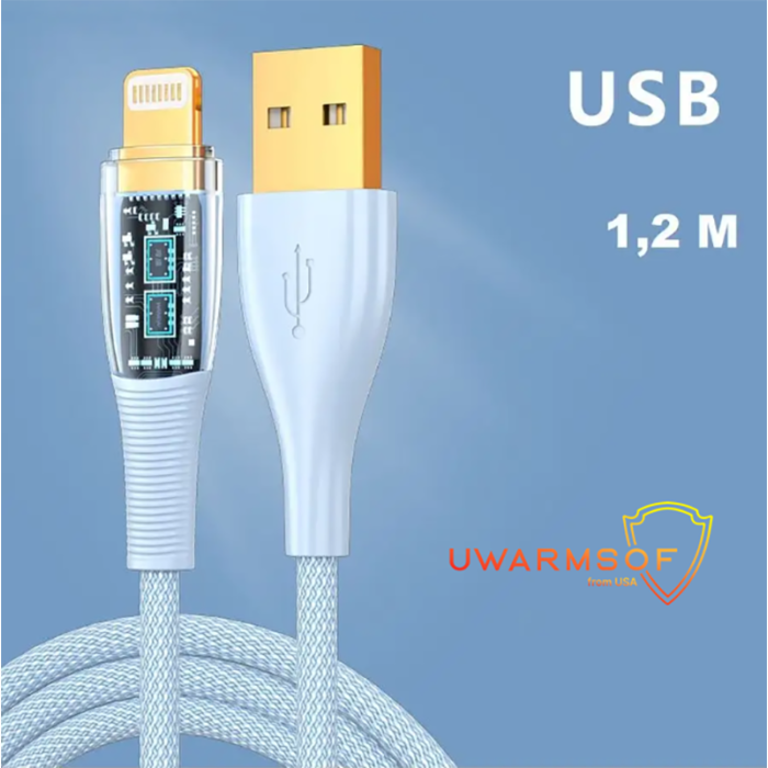 Кабель із швидкою зарядкою USB to Type-C 1.2 м UWarmSof зарядний шнур для телефону провід тайп си 18 Вт Блакитний, фото 1