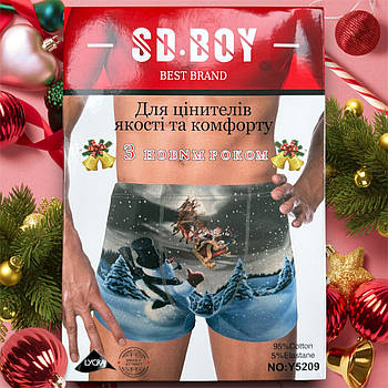 Новорічні труси чоловічі боксери бавовна SD BOY, розміри XL-4XL, 5209