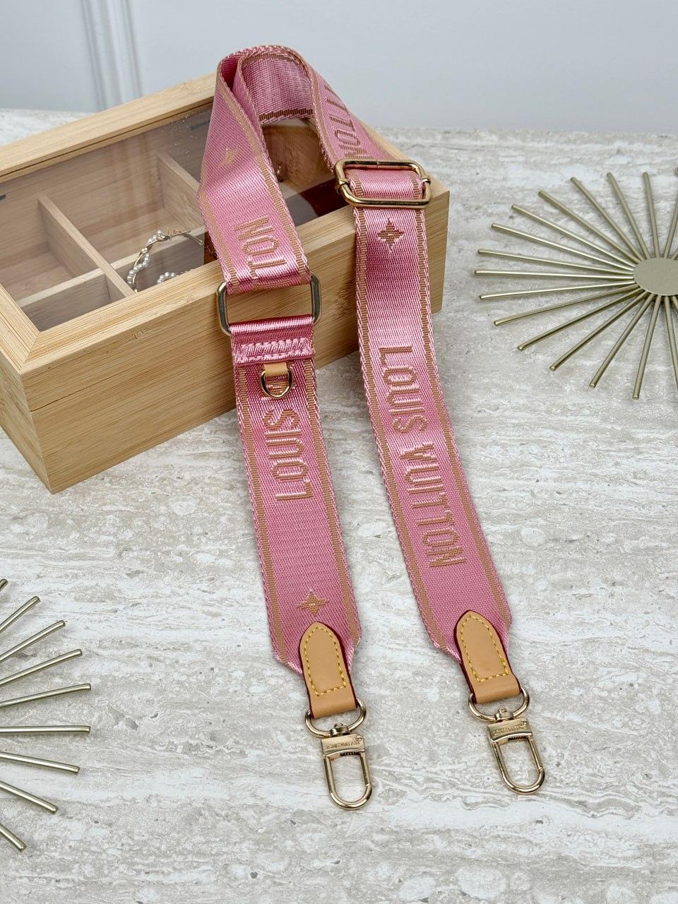 Ремінь на сумку текстильний рожевий Louis Vuitton Луї Віттон, фото 1