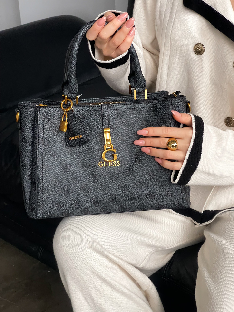 Сумка жіноча Guess James medium сірий через плече Гесс Преміум, фото 1