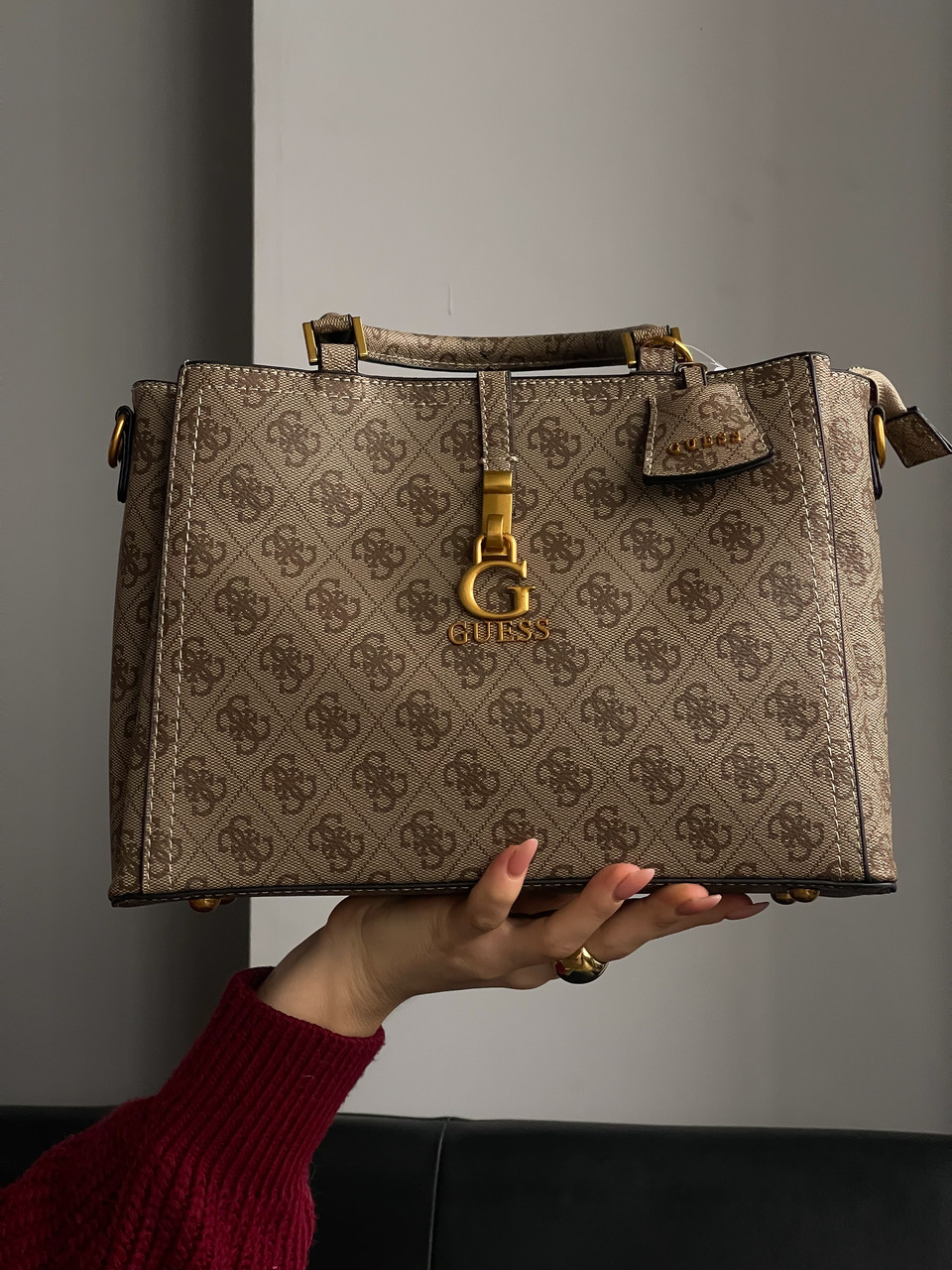 Сумка жіноча Guess James medium бежевий через плече Гесс Преміум, фото 1