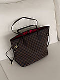 Сумка жіноча Louis Vuitton Neverfull коричневий шаховий шопер Луї Віттон, фото 2