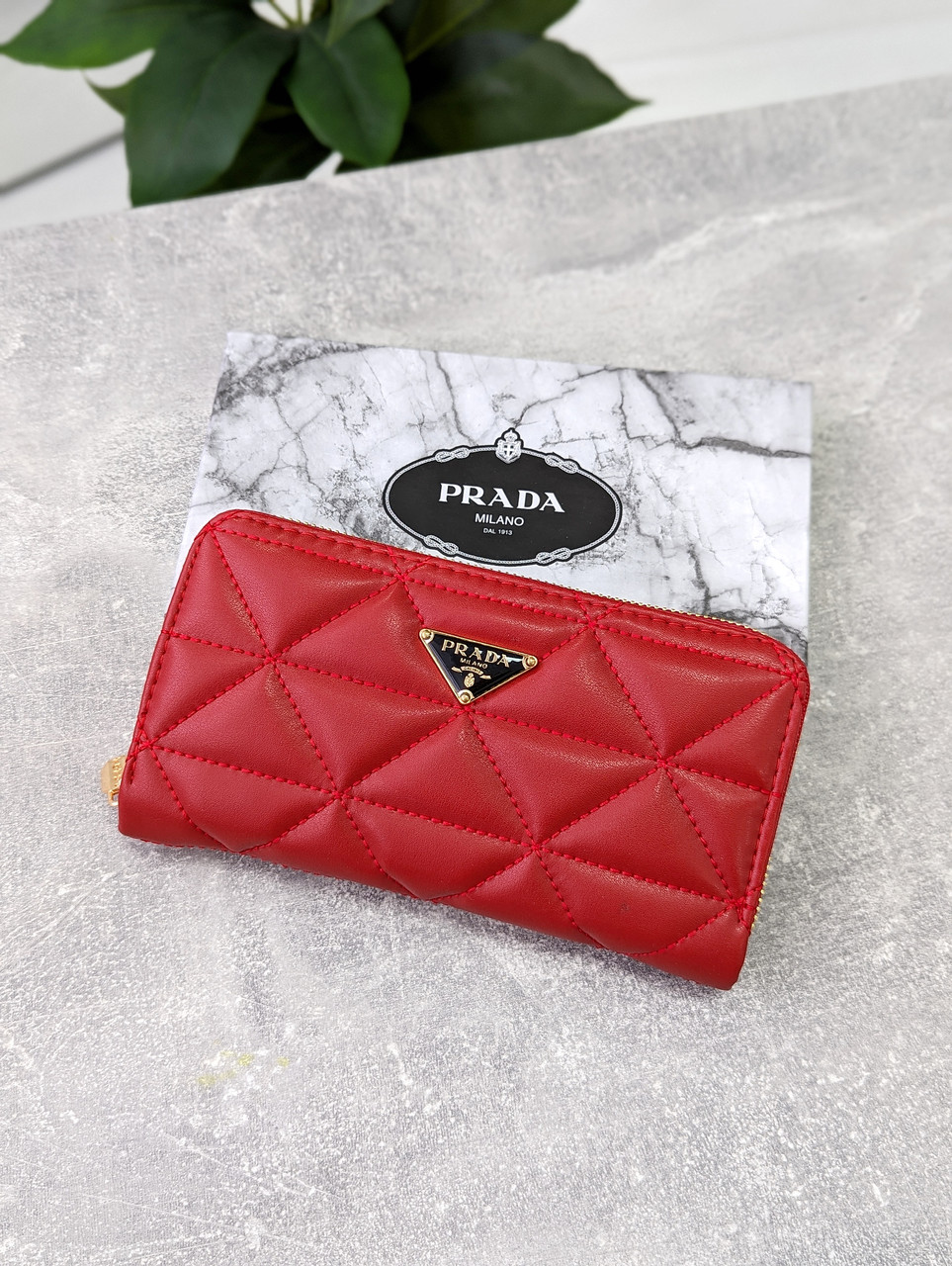 Гаманець жіночий великий, гаманець Прада червоний, фото 1