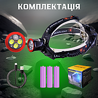 Налобный фонарь аккумуляторный мощный фонарик на голову с PowerBank Type-C зарядкой CT021 профессиональный