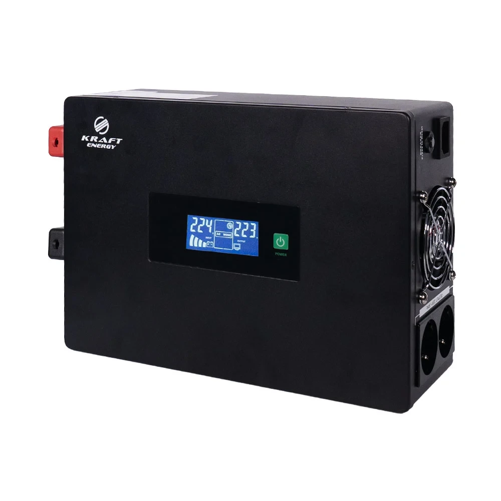 Високочастотний інвертор 1000VA/1kW Kraft KRF-SAVR1000VA/1kW-12V під зовнішній акумулятор (42-00113)