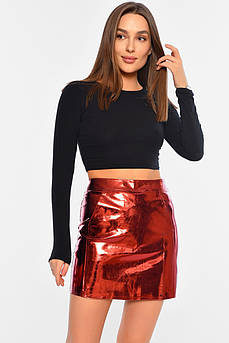 Спідниця жіноча лакова бордового кольору 195639M