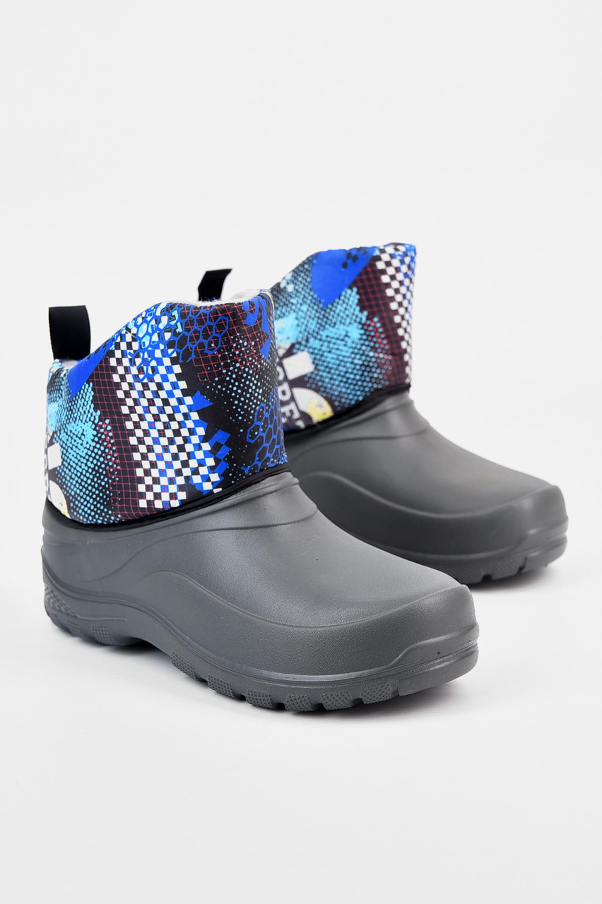 Дутики дитячі для хлопчика на флісі сірого кольору 195667T Безкоштовна доставка, фото 1