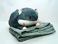 Мягкая игрушка Shantou "Хомяк с пледом" серый (40 см) L1121-1