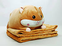 Мягкая игрушка Shantou "Хомяк с пледом" коричневый (40 см) L1121-2