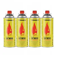 Газовий Балон 4шт Tiross TS-700 з клапаном CRV 227гр 400мл для туристичних та портативних плит