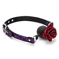 Капелюх силіконовий Roses Silicone Ball Mouth Gag Purple kitty.in.ua