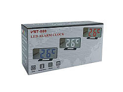 Годиннник настільний електронний від мережі та батарейок 7,5 з білим підсвічуванням VST-888-6 ТМ VST