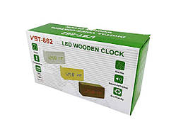 Годиннник настільний електронний з будильником -862-6 з білим підсвічуванням ТМ VST