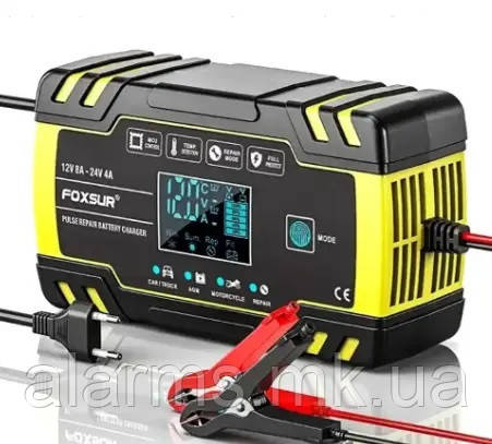 Зарядний пристрій для акумуляторів Foxsur FBC122408D (12V 8A / 24 V 4 A, 6-150 Ah), імпульсний, автоматичний, фото 1