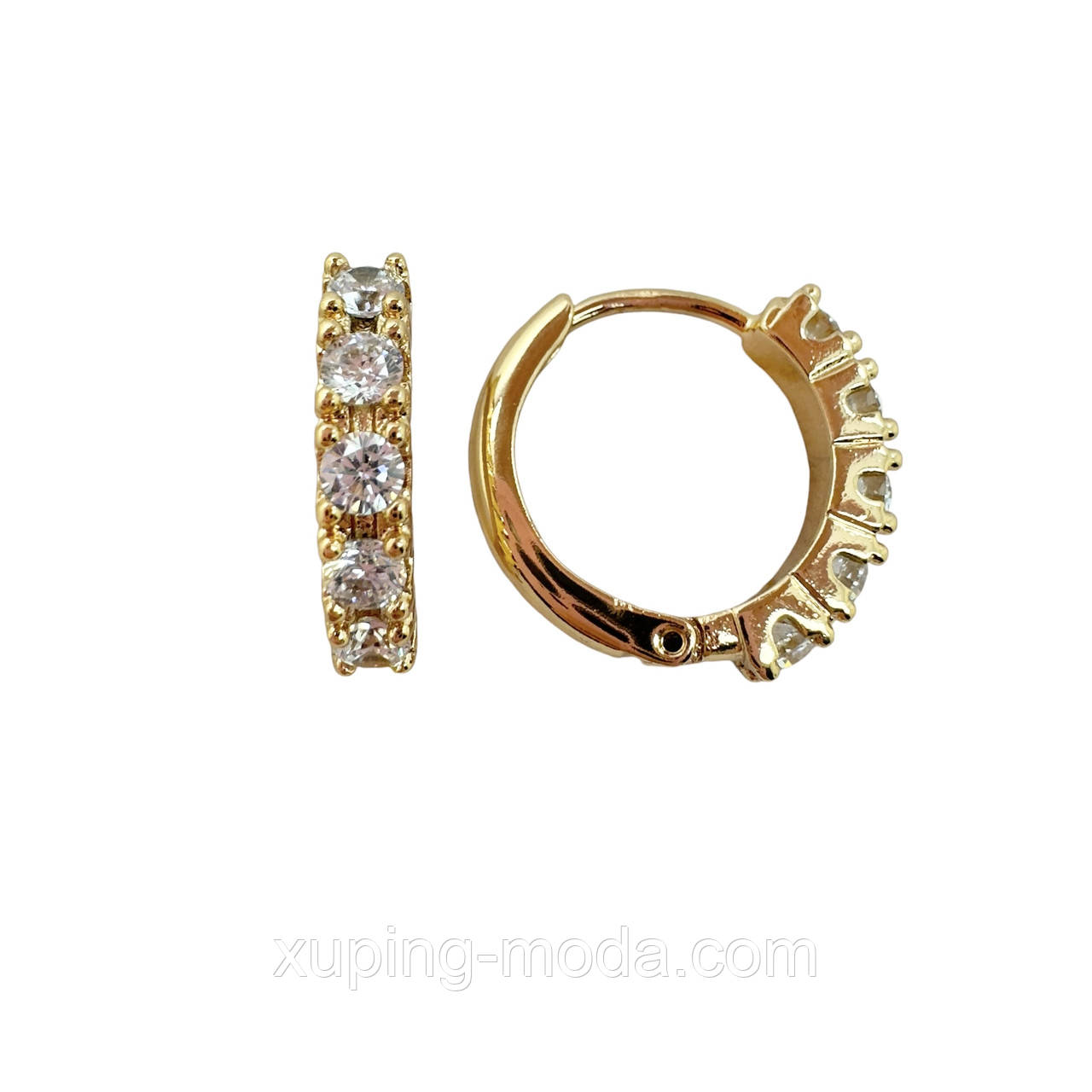 Сережки xuping мед золото.15х3 мм. 18 к, фото 1