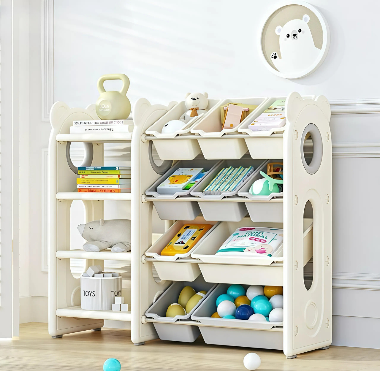 Стелаж з контейнерами Terrio "Teddy Maxi M” Сіро-білий