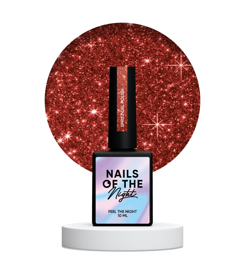 NAILSOFTHENIGHT Spritz gel polish — яскраво червоний світловідбиваючий гель лак, 10 мл, фото 1