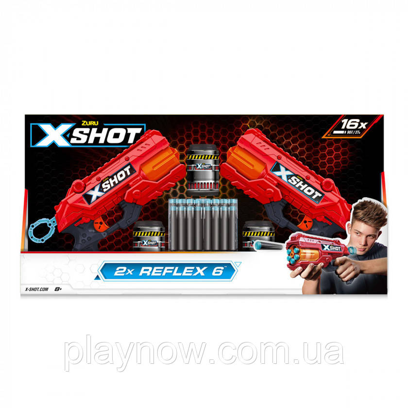 Дитячий набір бластерів X-Shot Red Excel Reflex Double, дитяча зброя, фото 1