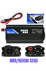Перетворювач напруги, інвертор 12-220V 800/1600W GEKO G17006, фото 3