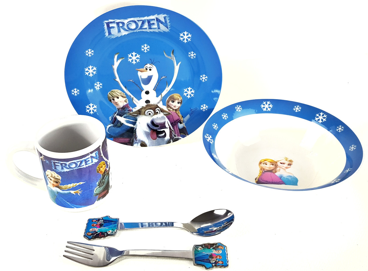 Набір дитячого посуду для годування Холодне серце кераміка 5 предметів Сніговик