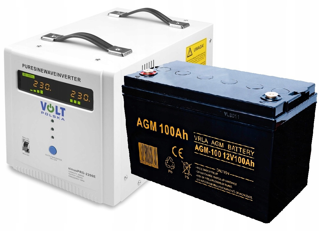ДБЖ Volt Polska Sinus Pro 2200 E 12V + акумулятор 100AH​, фото 1