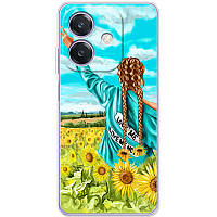 Чохол Силіконовий з Картинкою на OPPO A3 (Патріотичний, Дівчинка Українка)