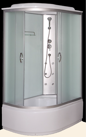 Душовий гідробокс 120*80*210 см переднє скло Matt, заднє скло white, глибокий піддон (правосторонній), фото 1