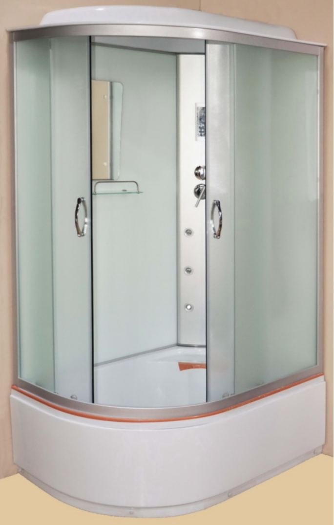 Душовий гідробокс 120*80*210 см двері скло Matt, заднє скло white, витяжка, підсвічування (правосторонній)