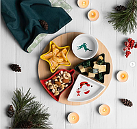 Менажниця на круглій бамбуковій підставці Різдвяний вечір 25 см (6020-002)