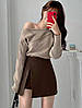 Жіноча стильна коротка спідниця-шорти з костюмки на високу посадку з розрізом, фото 2