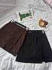 Жіноча стильна коротка спідниця-шорти з костюмки на високу посадку з розрізом, фото 8