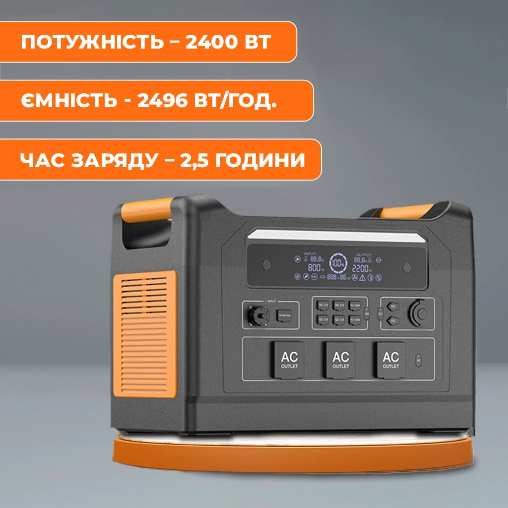 Портативна зарядна станція LiFePO4 2400 Вт 2496Wh для ґаджетів і приладів USB Type-C, фото 1