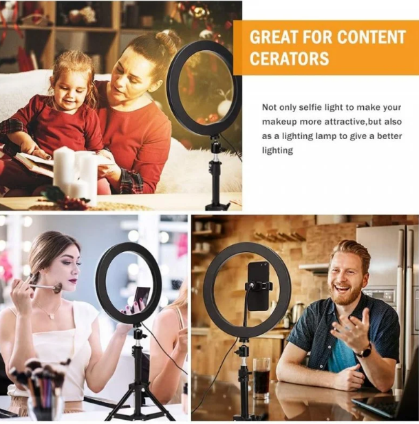 Кільцева лампа LED Ring Light 26 см із підставкою для настільного знімання, Селфі LED кільце, фото 1