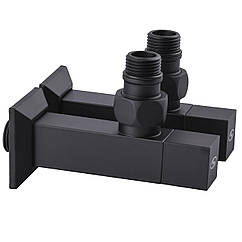 Набір Кран напівобертовий кутовий з американкою SOLOMON LUX 1/2″ CUBE BLACK 8888 (1уп)