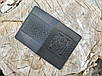 Обкладинка ВІЙСЬКОВИЙ КВИТОК шкіряна чорна з Гербом України Тризуб тиснення, фото 3