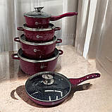 Набір посуду Higher Kitchen 12 предметів набір каструль зі сковородою алюмінієві з гранітним покриттям, фото 2