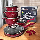 Набір посуду Higher Kitchen 12 предметів набір каструль зі сковородою алюмінієві з гранітним покриттям, фото 6