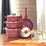 Набір посуду Higher Kitchen 12 предметів набір каструль зі сковородою алюмінієві з гранітним покриттям, фото 3