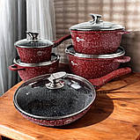 Набір посуду Higher Kitchen 12 предметів набір каструль зі сковородою алюмінієві з гранітним покриттям, фото 4