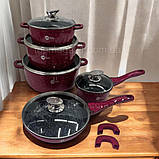 Набір посуду Higher Kitchen 12 предметів набір каструль зі сковородою алюмінієві з гранітним покриттям, фото 5